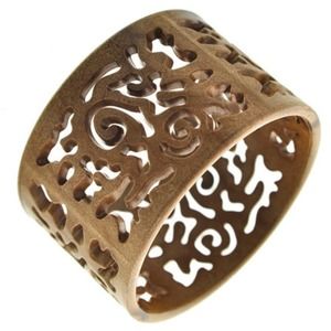 Brown Cutout Design Wide Bangle Bracelet